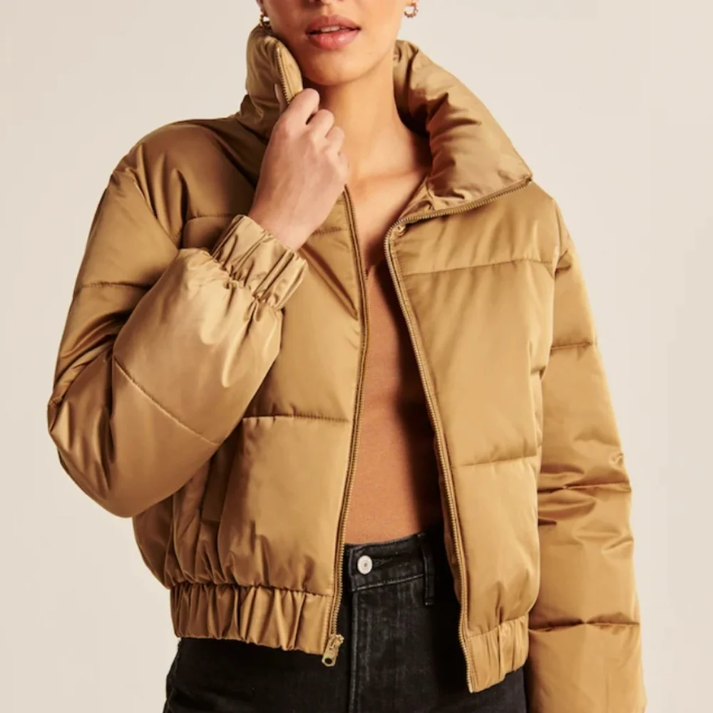 NWT Abercrombie & Fitch ultra mini utility puffer jacket brown - Picture 2 of 8